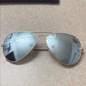 Ray-Ban Gold Frame Aviators with Reflective Lenses